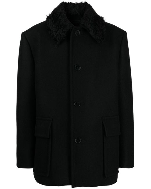 Lanvin Brushed-collar Single-breasted Jacket in het Black voor heren