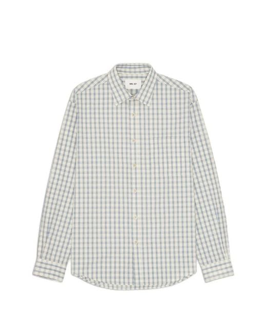 NN07 White Deon Checked Shirt for men