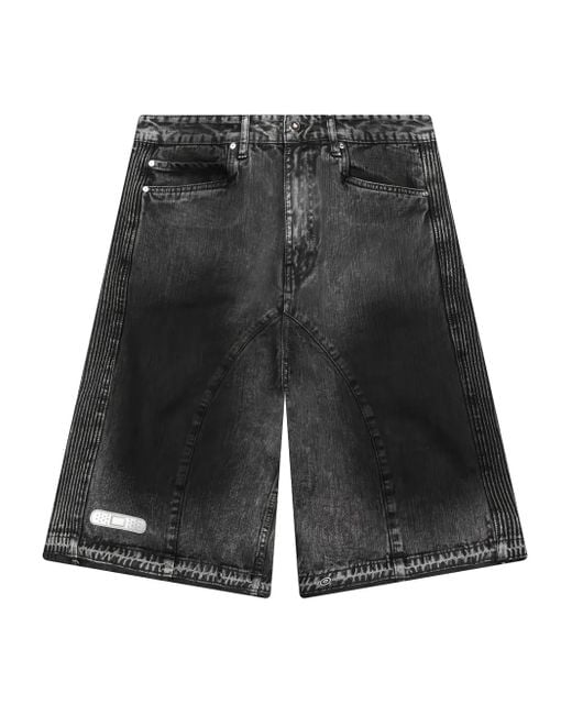 PDF Gray Pleated-Panel Denim Shorts for men