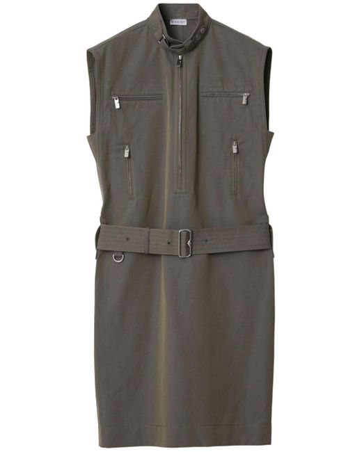 Burberry Gray Zip-detail Cotton-linen Dress