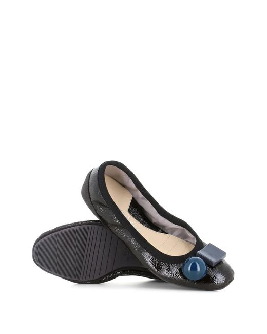 Dove Nuotano Gli Squali Black Ballerines En Cuir Verni À Boucle