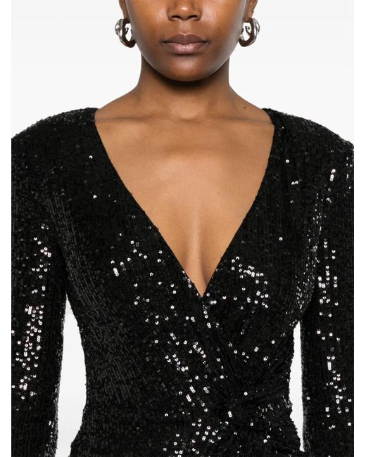 Abito Lungo Con Paillettes di Nissa in Black