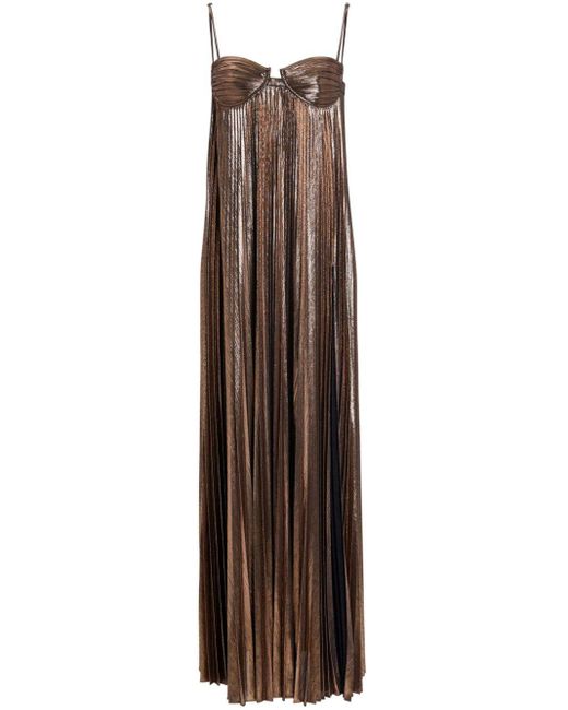 retroféte Brown Diana Metallic-finish Long Dress