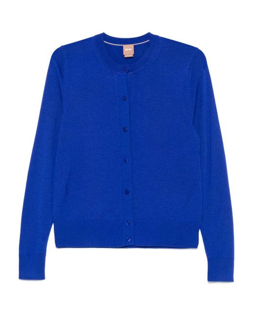 Boss Blue Virgin Wool Cardigan