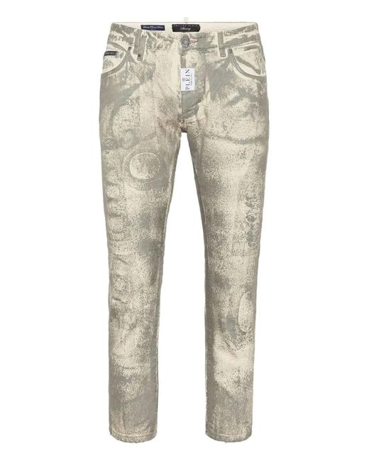 Philipp Plein Natural Metallic-Splatter Jeans for men