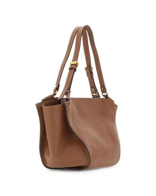 Gianni Chiarini Brown Medium Bloom Grain-Leather Shoulder Bag