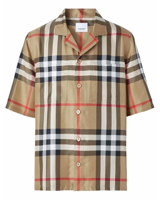 Chemise en soie Check Burberry pour homme en coloris Brown