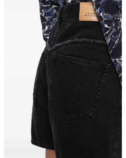 Short en jean à détails frangés Isabel Marant en coloris Black