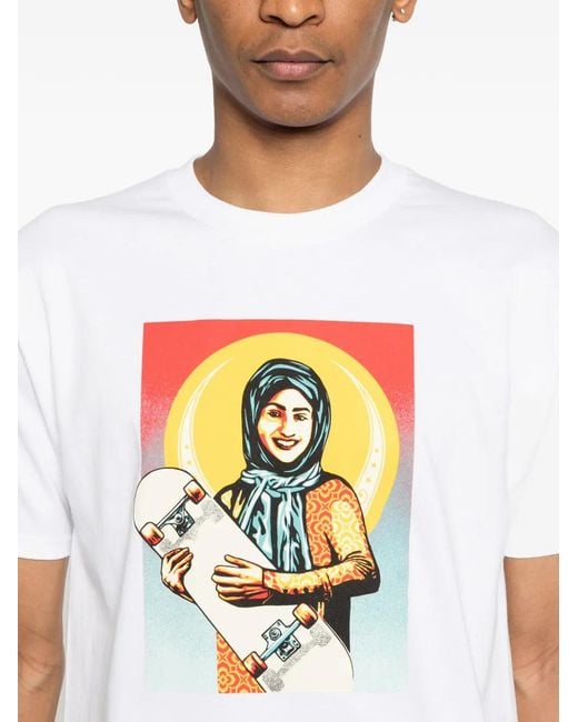 Obey White Graphic-Print T-Shirt for men