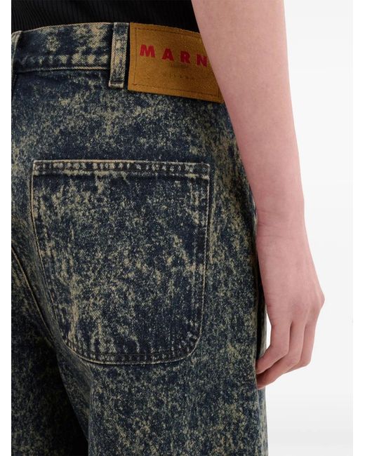 Marni Blue Distressed-Effect Wide-Leg Jeans for men