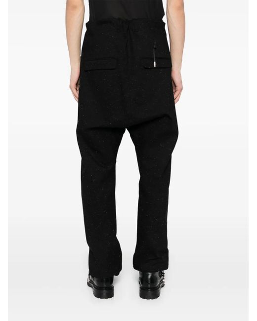 Boris Bidjan Saberi Black Dyed Drop-Crotch Trousers for men