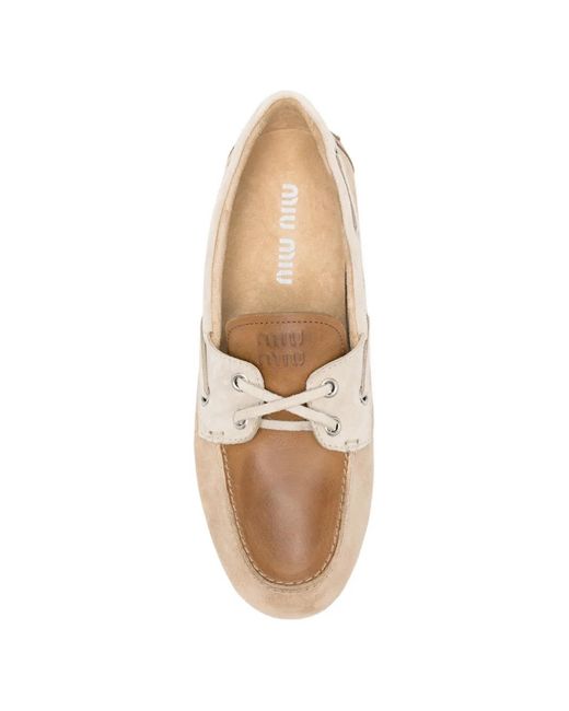Miu Miu Pink Leather Logo Loafers