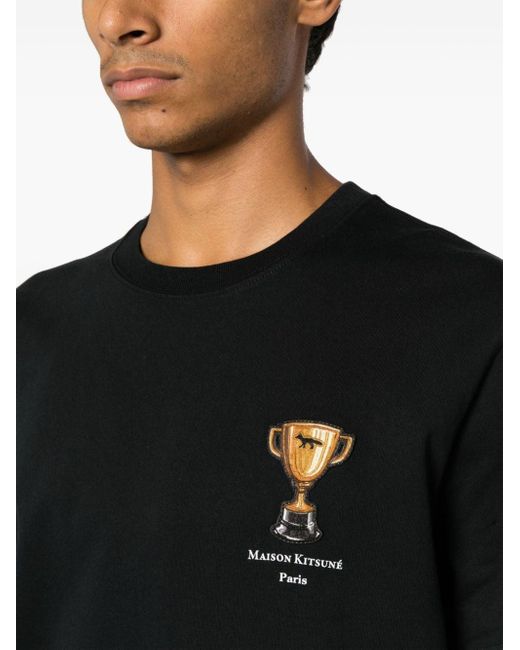 T-shirt con stampa di Maison Kitsuné in Black da Uomo