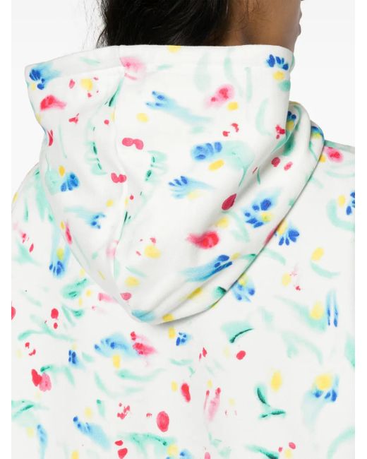 Marni White Floral-Print Cotton Hoodie