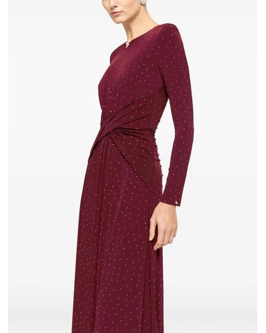 Nissa Red Embellished Twisted Maxi Dress