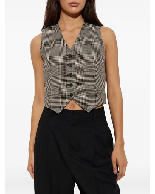 IRO Gray Kraig Check-Pattern Vest