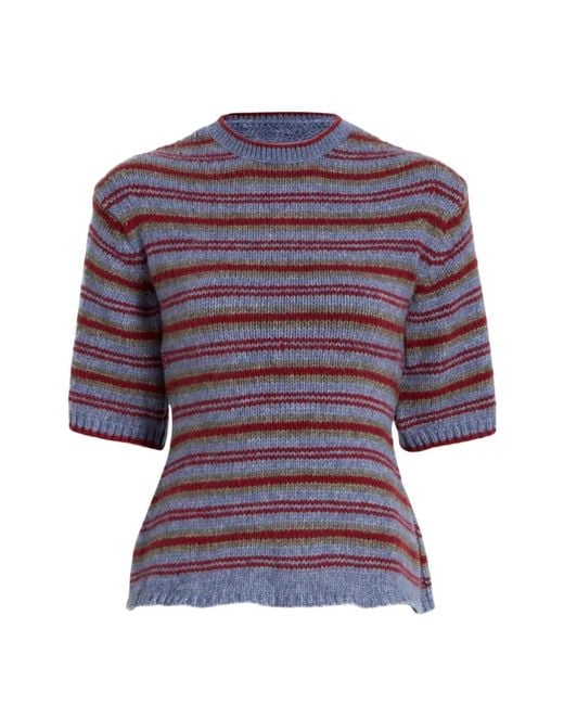 Proenza Schouler Purple Dana Striped-Knit Sweater