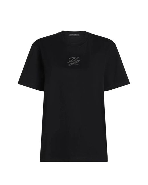 Karl Lagerfeld Black Rhinestone Autograph T-Shirt