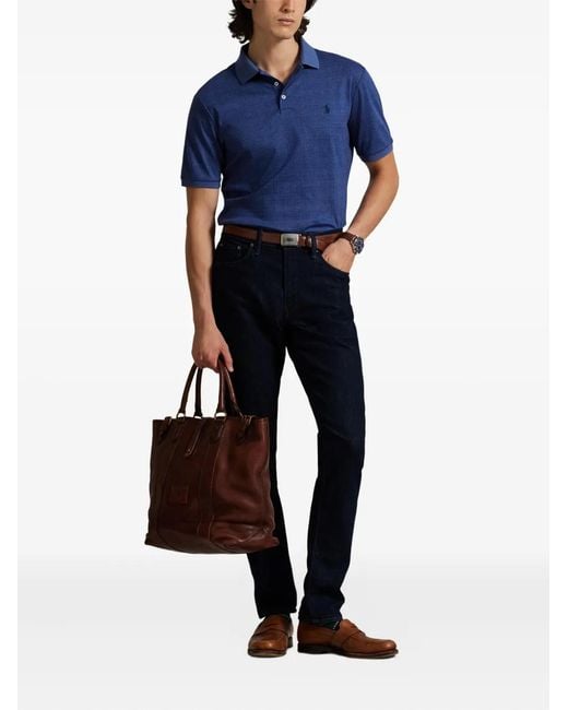 Polo Ralph Lauren Blue Short-Sleeve Check-Pattern Polo Shirt for men