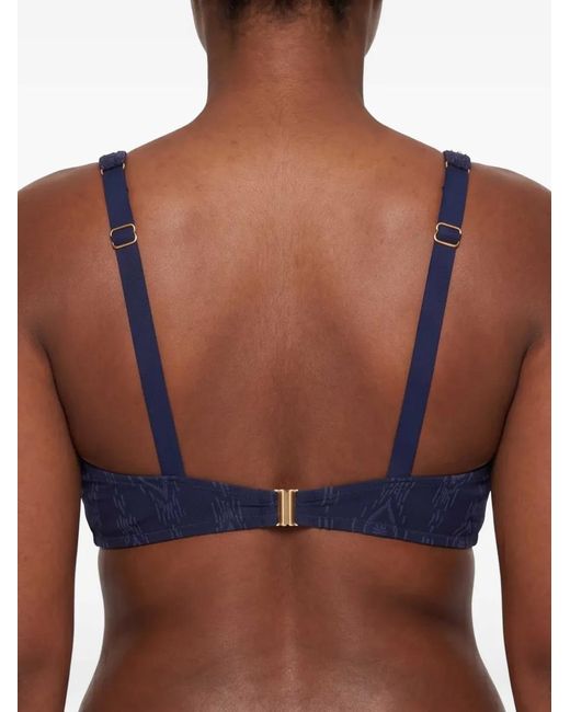 Twinset Blue Embossed Triangle Bikini Top