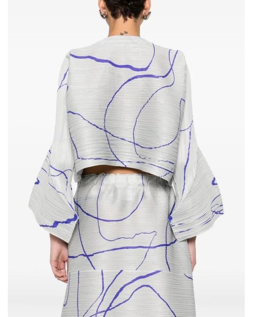 Top Con Motivo Astratto di Pleats Please Issey Miyake in White