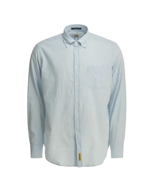 B.D. Baggies Blue Bradford Seersucker Striped Shirt for men