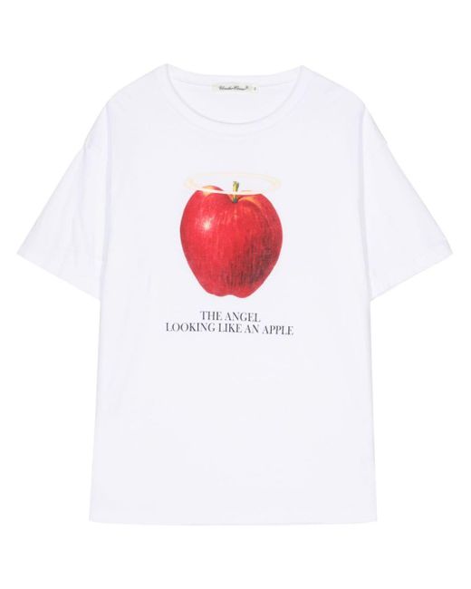 Undercover White T-Shirt mit Apfel-Print