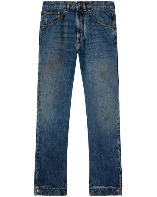 Palm Angels Blue Straight-Leg Jeans for men