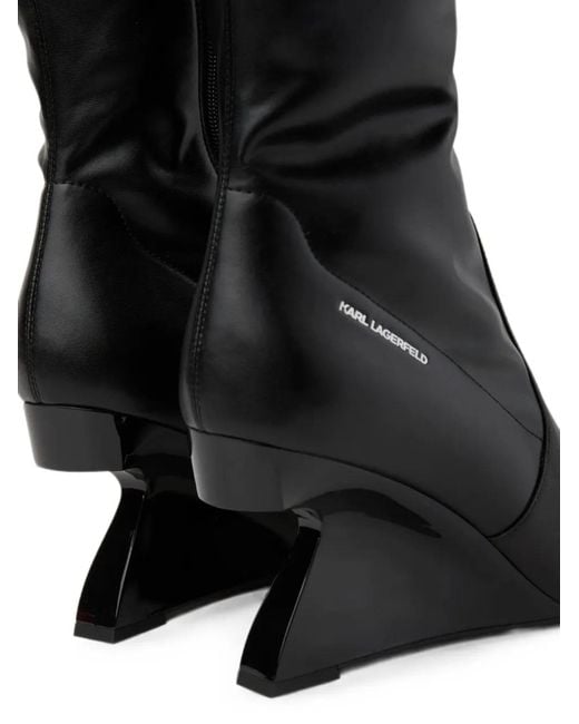 Karl Lagerfeld Black Waverly Over-Knee Boots