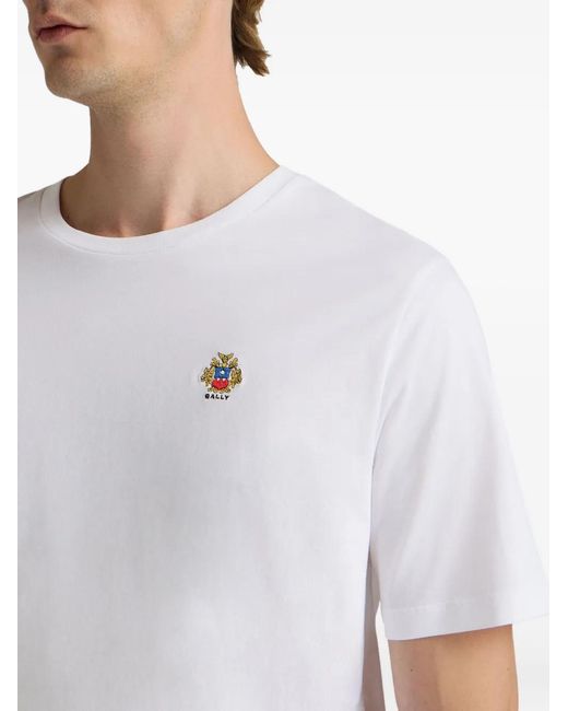Bally White Crest Cotton T-Shirt for men