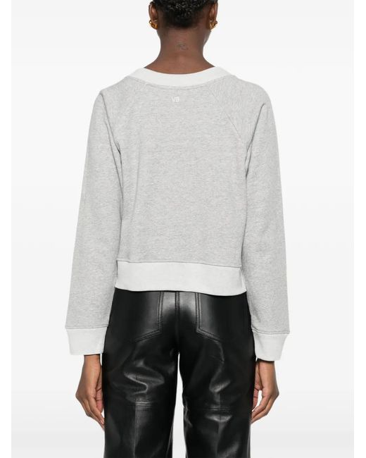 Victoria Beckham White Slogan-Print Raglan-Sleeve Sweatshirt