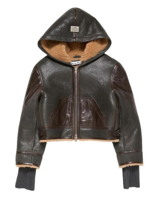 Acne Black Hooded Leather Jacket