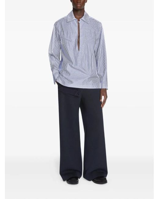 Dries Van Noten Purple Striped Cotton Shirt for men