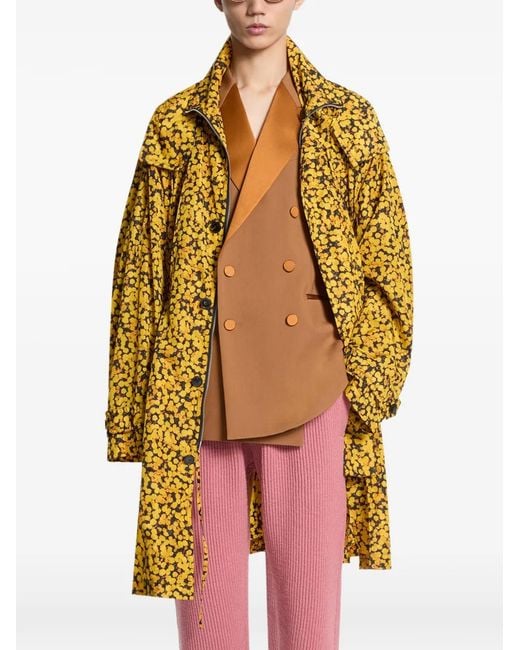 Dries Van Noten Yellow Oversized Printed Parka for men