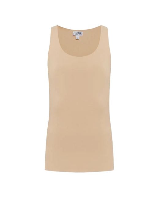 MM6 by Maison Margiela Natural Logo-Print Scoop-Neck Tank Top