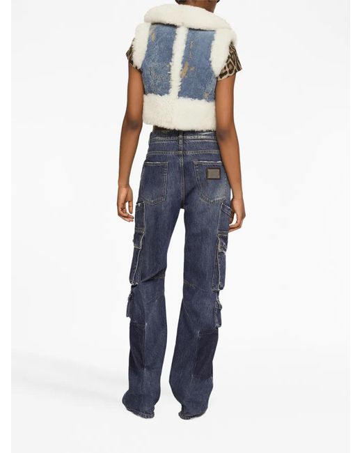 Dolce & Gabbana White Denim Cropped Gilet