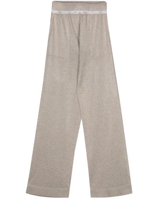 Lorena Antoniazzi White Knitted Straight-Leg Trousers