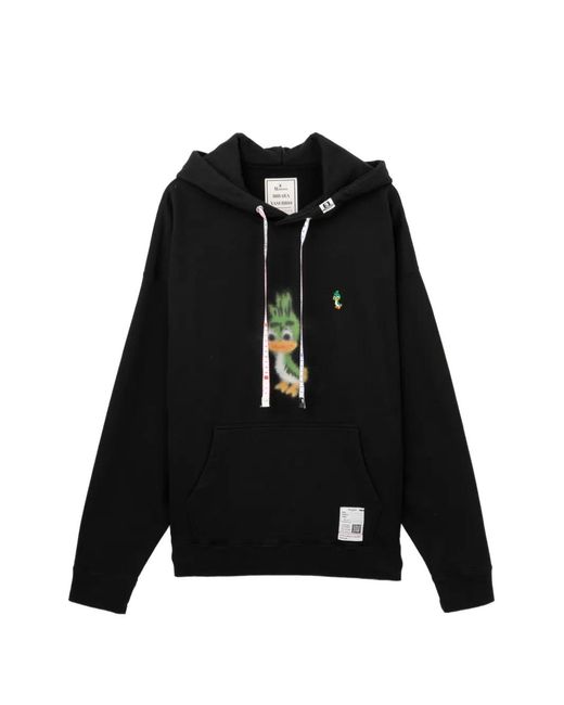 Maison Mihara Yasuhiro Black Graphic-Print Drawstring Hoodie for men