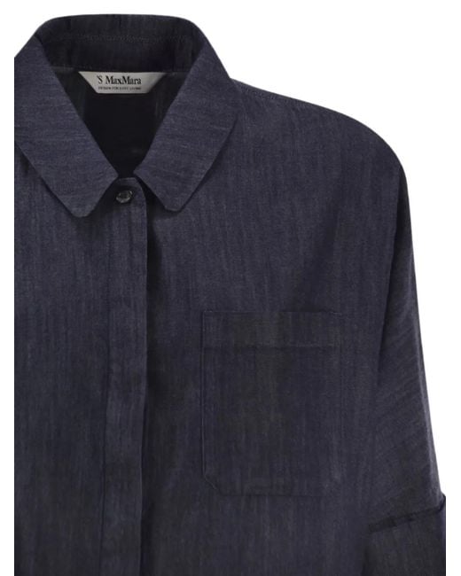 Max Mara Blue Short-Sleeve Denim Shirt