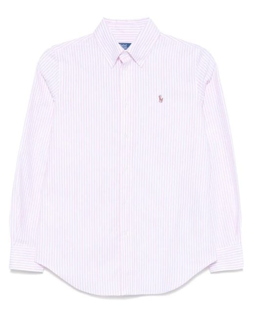 Polo Ralph Lauren White Ls Brkn St Long Sleeve Button Front Shirt