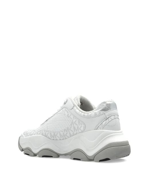 MICHAEL Michael Kors White Atlas Monogram-Pattern Sneakers