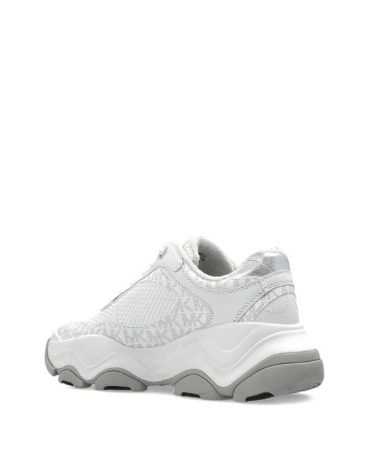 MICHAEL Michael Kors White Atlas Monogram-Pattern Sneakers