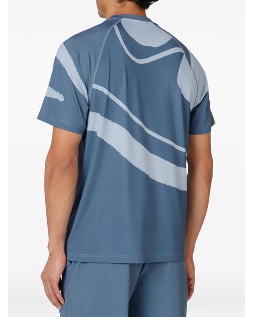 Fila Blue Abstract-Print Raglan-Sleeve T-Shirt for men