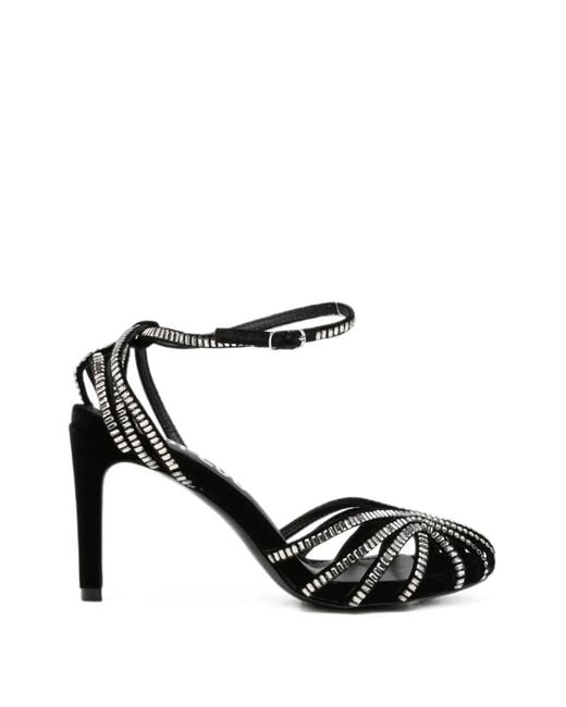 Bibi Lou Black Crystal-Embellished Caged Sandals