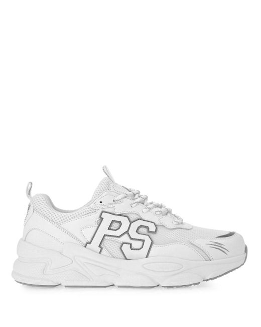 Philipp Plein White Lo-top Logo-patch Sneakers
