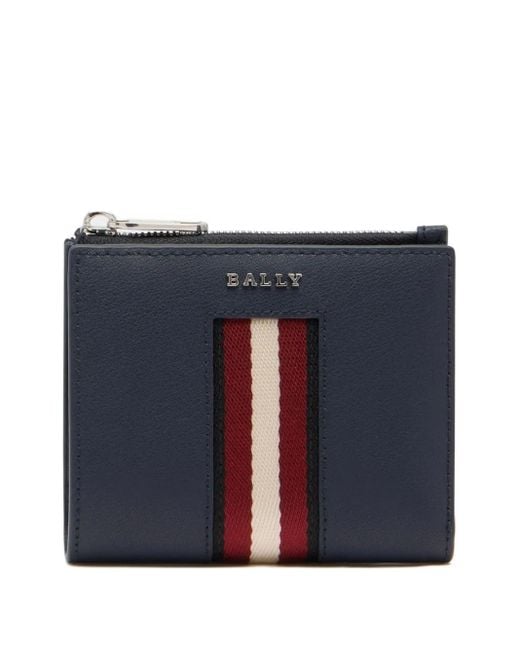 Bally Blue Metal Logo Leather Wallet for men