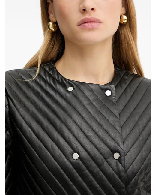 Boss Black Quilted-Chevron Cropped Jacket