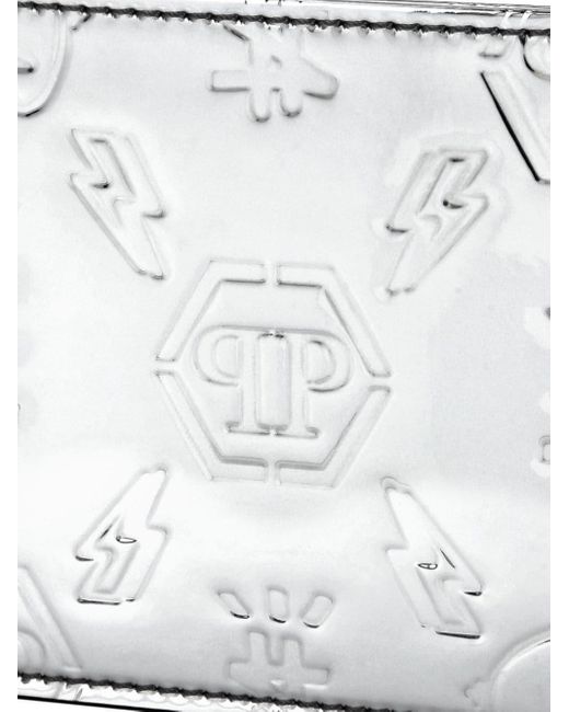 Portacarte con monogramma goffrato di Philipp Plein in White da Uomo