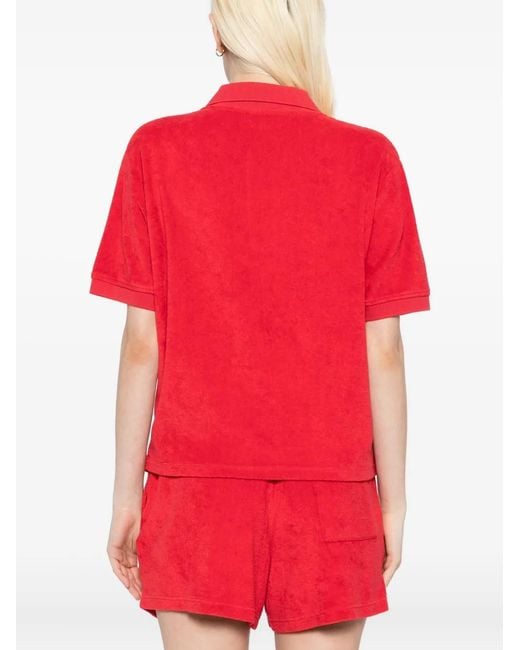 Sporty & Rich Red Vendome Terry Polo Top