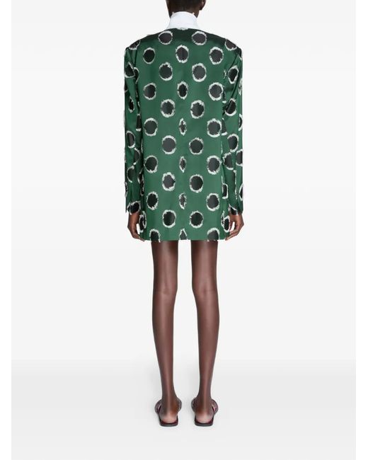 Dries Van Noten Green Polka Dot-Pattern Oversized Blazer